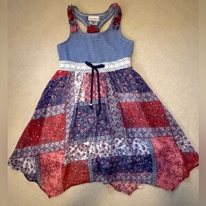 Jona Michelle Blue and Red Patchwork Kids Dress